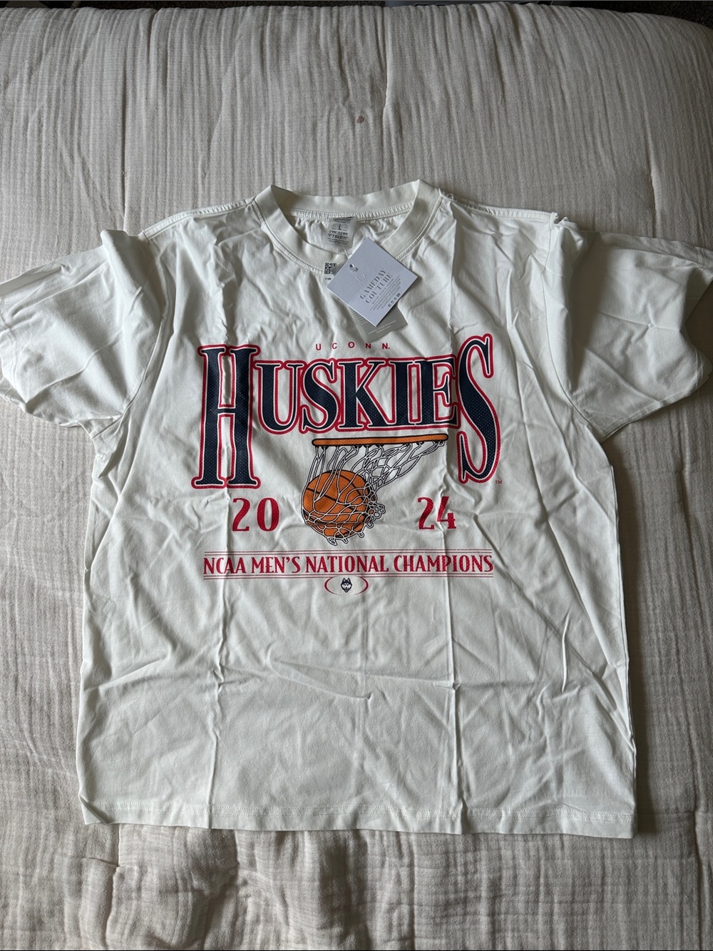 UConn Huskies 2024 NCAA Men's National Champions White T-Shirt
